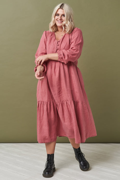 Image 1 of Linen shift dress with front buttons and pockets on the side Sydney from Baltic Linen